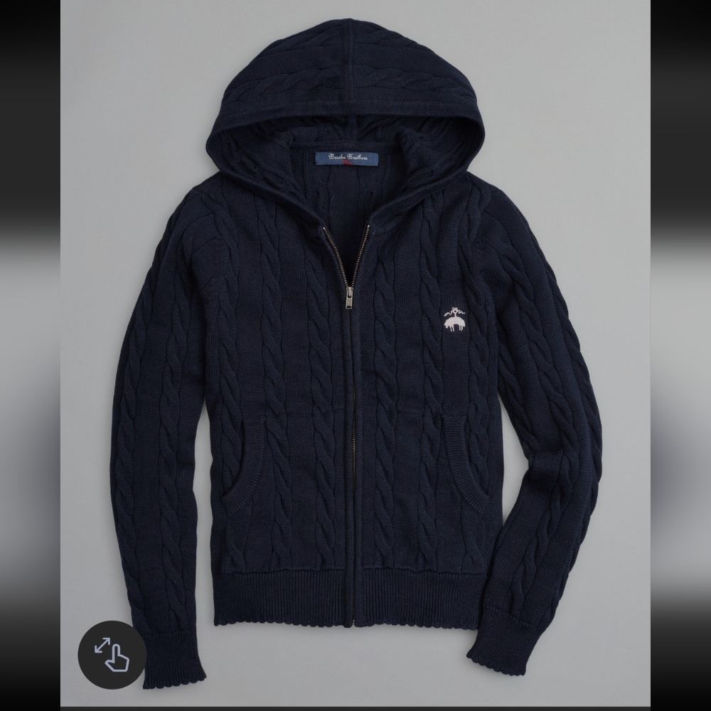 Girls Full-Zip Cotton Cable Hooded Sweater